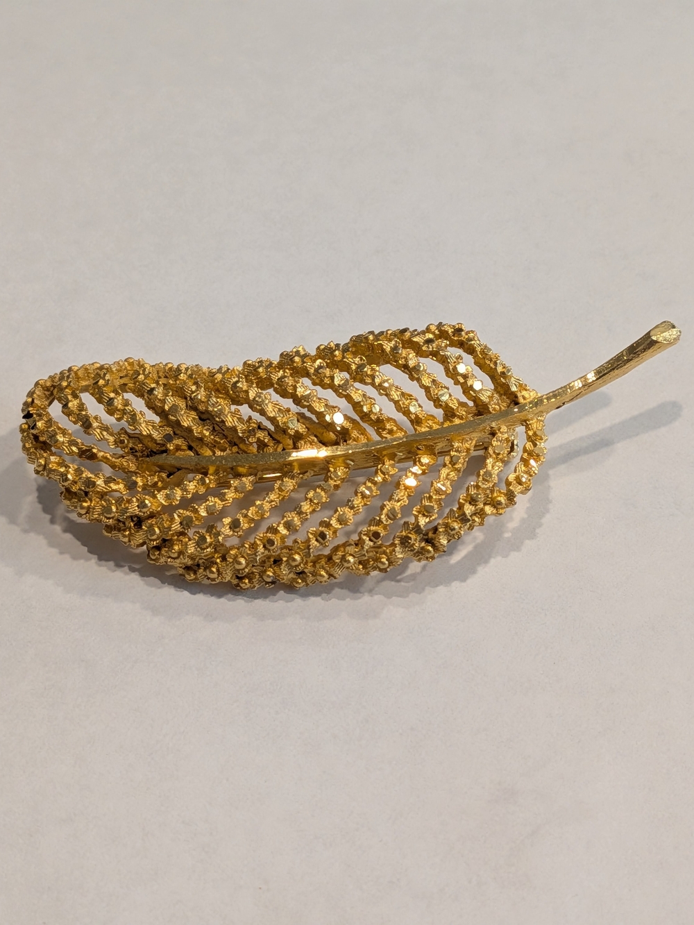 Vintage Gold Leaf Brooch Pin Signed BSK